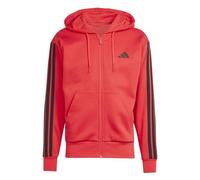 adidas Homme Essential Three Stripes Fleece Zipper Hoodie, Pure Ruby/Black, M