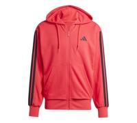 adidas Homme Essential Three Stripes French Terry Fullzip Hoodie, Pure Ruby/Black, L