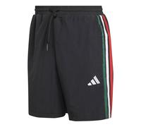 adidas Herren Essentials Three Stripes Chelsea Woven Short, Black/Team Dark Green/White/Better Scarlet, M