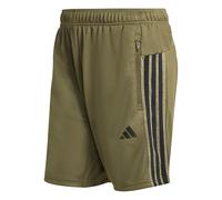 adidas Herren Workout Essentials All-Set 3-Stripes Knit Short, Olive strata/Black, M 7 inch