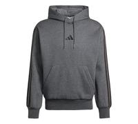 adidas Homme Essential Three Stripes Fleece Hoodie, Dark Grey Heather/Black, 3XL