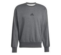 adidas Herren Essential Three Stripes Fleece Sweatshirt, Dark Grey Heather/Black, L