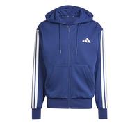 adidas Homme Essential Three Stripes Fleece Zipper Hoodie, Dark Blue/White, M