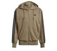 adidas Homme Essential Three Stripes French Terry Fullzip Hoodie, Olive Strata/Black, XL