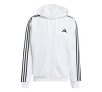 adidas Homme Essentials 3-Stripes Fleece Full-Zip Hoodie Sweatshirt, White/Black, M