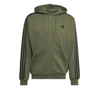 adidas Homme Essentials 3-Stripes French Terry Full-Zip Hoodie Sweatshirt, Olive Four/Black, L
