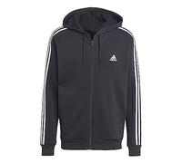 adidas Homme Essentials Fleece 3-Stripes Full-Zip Hoodie, Black/White, XL