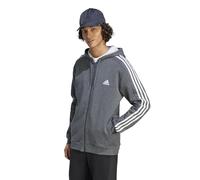 adidas Homme Essentials Fleece 3-Stripes Full-Zip Hoodie, Grey Heather, M