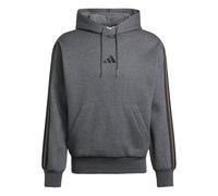 adidas Homme Essentials Fleece 3-Stripes Hoodie, Dark Grey Heather/Black, L
