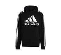 adidas Homme Essentials Fleece 3-Stripes Logo Hoodie, Black / White, 3XL