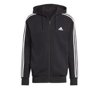 adidas Homme Essentials French Terry 3-Stripes Full-Zip Hoodie, Black/White, L