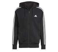 adidas Homme Essentials French Terry 3-Stripes Full-Zip Hoodie, Black/White, XL