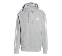 adidas Homme Essentials French Terry 3-Stripes Hoodie, Medium Grey Heather/White, M
