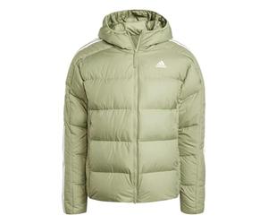 adidas Homme Essentials Midweight Down Hooded Stripes Jacket, TENT GREEN F16, M