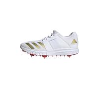 adidas Homme Howzat Spike Chaussures de Cricket, Cloud White/Gold Metallic/Pure Ruby, 44 2/3 EU