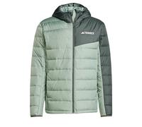 adidas Homme Terrex Multi Light Down Hooded Jacket, Silver Green/Legend Ivy, L