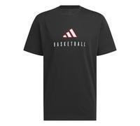 adidas Homme Worldwide Hoops Logo Performance Graphic Tee, Black/White, L
