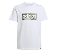 Adidas T-shirt Camo Linear Garçon – Blanc / Kaki / Gris – 11-12 ans