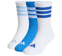 adidas Unisex Kinder 3STRIPES CUSHIONED SPORTSWEAR CREW SOCKS 3 PAIR PACK, ray blue/white/glow blue, 3-4 Years