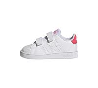 adidas Baskets Advantage Court Two - Mixte bébé, fermeture velcro - Blanc/Rose/Noir - Taille 21 EU
