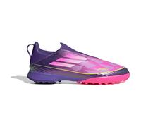 adidas Kids' Chaussure de Football sans Lacets F50 League Turf Enfants, Purple/Cloud White/Lucid Lemon, 35