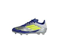 adidas Kids' Chaussure F50 League Messi Terrain souple/Multi-surfaces Enfants, Silver Metallic/Solar Yellow/Lucid Blue, 38
