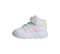 adidas Kids' Chaussure Grand Court Mid Enfants, Cloud White/Clear Pink/Ice Yellow, 26