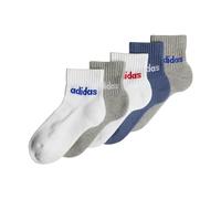 adidas Kids' Socquettes Linear (5 paires) Enfants, White/Medium Grey Heather/Preloved Ink, 31-33