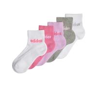 adidas Kids' Socquettes Linear (5 paires) Enfants, White/Pink Fusion/Bliss Lilac/Medium Grey He, 34-36