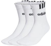 Adidas Linear 3 Stripe Cushioned Half Crew Sock Blanc/Noir Femmes 4-8 Unisex