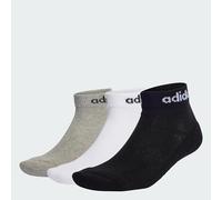Adidas Chaussettes Linear mixtes cheville coussinées – 3 paires, Gris chiné/Blanc/Noir, 40-42