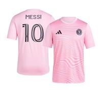 Adidas Lionel Messi Inter Miami CF #10 Performance Maillot pour Homme avec nom et numéro de Joueur Noir, Rose, XL