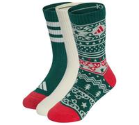 adidas - Little Kid's X-Mas 3PP Socks - Chaussettes multifonctions - EU 34-36 - collegiate green / ivory / pure ruby