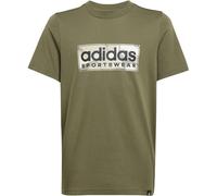 adidas Garçon Camo Linear Junior Boys Graphic Tee, Olive strata, 11-12 Years