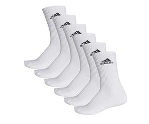 adidas Lot de 6 paires de chaussettes unisexes à 3 bandes, Blanc., 49-51
