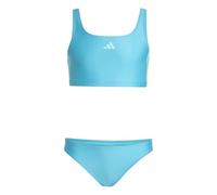 adidas Mädchen 3-Stripes V-Back Bikini, Lucid Cyan/Flash Aqua, 11-12 Years