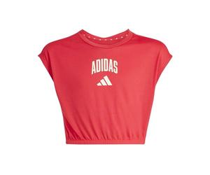 adidas Mädchen Seasonals Collegiate Typography T-Shirt, Pure Ruby/Off White, 13-14 Years