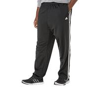 adidas Men's Big & Tall Essentials Warm-Up Open Hem 3-Stripes Tracksuit Bottoms, Black/White, 4X-Large/Tall