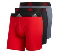 adidas Men's Performance Boxer Brief Underwear (3-Pack) Boxed, Scarlet Red/Black/Onix Grey, Large