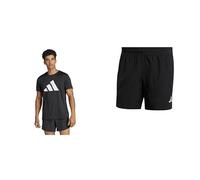 adidas Men's Run It Tee T-Shirt and Essentials 3-Stripes Woven Shorts Casual Shorts, Black