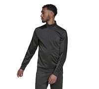 adidas Men's Standard Essentials Warm-Up 3-Stripes Track Top, Dark Grey Heather/Black, X-Large