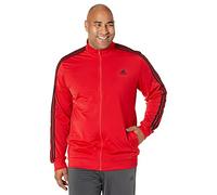 adidas Men's Standard Essentials Warm-Up 3-Stripes Track Top, Scarlet/Black, Small