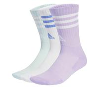 adidas Mixte 3-Stripes Cushioned Crew Socks 3 Pairs, Powder Plum/White/Halo Mint, 10.5-12.5