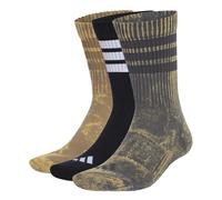 adidas Mixte 3 Stripes Cushioned Crew Stone Wash 3 Pair Pack Socks, grey six/Khaki Six/black/white, S