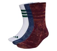 adidas Mixte 3 Stripes Cushioned Crew Stone Wash 3 Pair Pack Socks, maroon/dark blue/white/collegiate green, XS