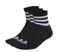 adidas Chaussettes de sport mixte 3-Stripes rembourrées mi-montantes – Lot 3 paires, Noir/Blanc 6.5-8
