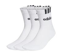 adidas Mixte Chaussettes Set Di 3 Paia Di Calzini Lineari 3-Stripes, White/Black, HT3437, M