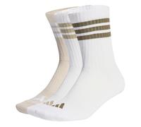 adidas Unisex 3STRIPES CUSHIONED SPORTSWEAR CREW SOCKS 3 PAIR PACK, white/wonder alumina/olive strata, 6.5-8