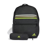 adidas Mixte Classic Horizontal 3-Stripes Backpack, BLACK/SOLAR SLIME, One size