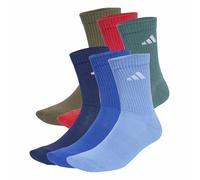 adidas Mixte CUSHIONED CREW SOCKS 6 PAIR PACK, Dark Blue/Royal Blue/Olive Strata/Pure Ruby, 4.5-6